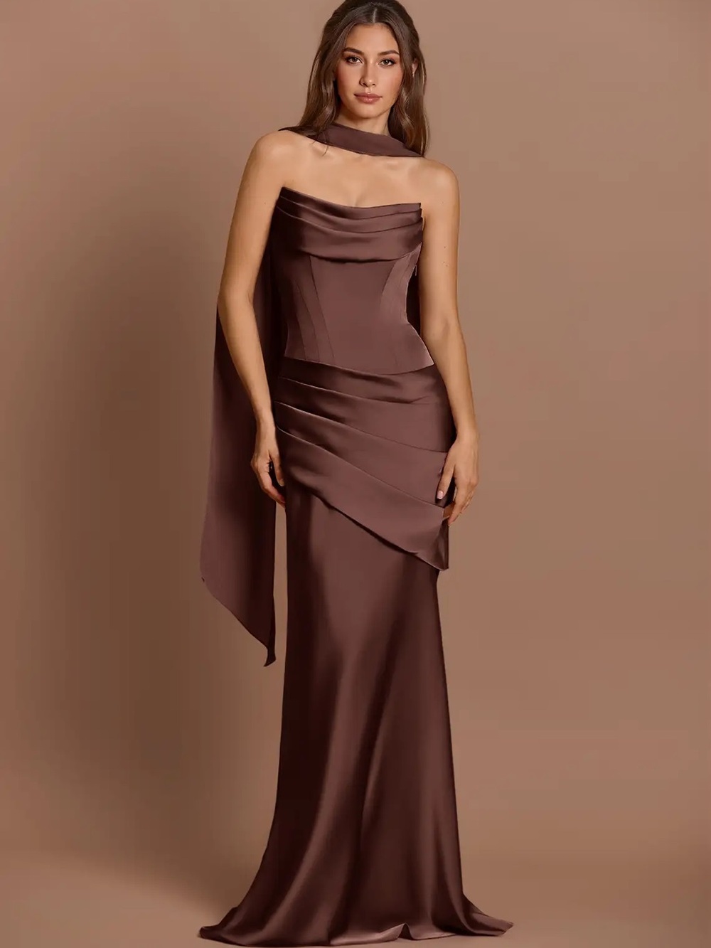 Azazie Atelier Pelagia Mocha Coco Maxi Dress - Picture 6 of 9